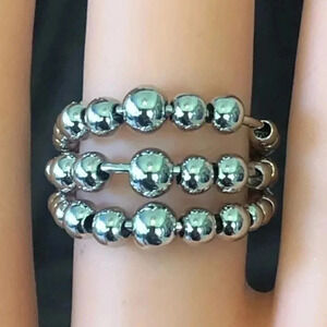 Stainless Steel Ball Bead Fidget Free-Size Open Back Ring NWT